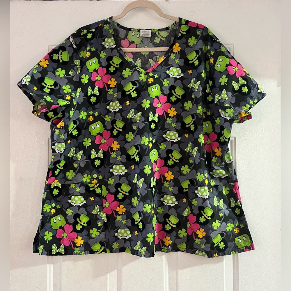 Mickey & Minnie St. Patrick’s Day Scrub top